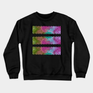 Colourful Green and Pink Zigzag Silhouette Digital Art Crewneck Sweatshirt